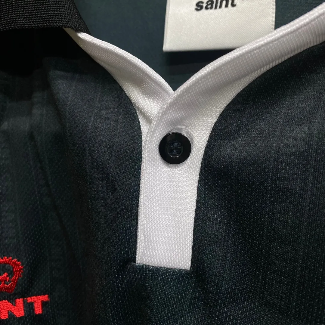 SAINT M×××××× SOCCER SHIRT 'FAITH'/BLK FAITH Football Long Sleeve Black S-XL This design has a lot of craftsmanship Digital fabric printing/front positioning printing laser cutting Offset printing + flocking printing + embossing Imported Behringer machine embroidery Flat machine collar + cuffs Genuine consistent main mark/wash mark/cherub mark